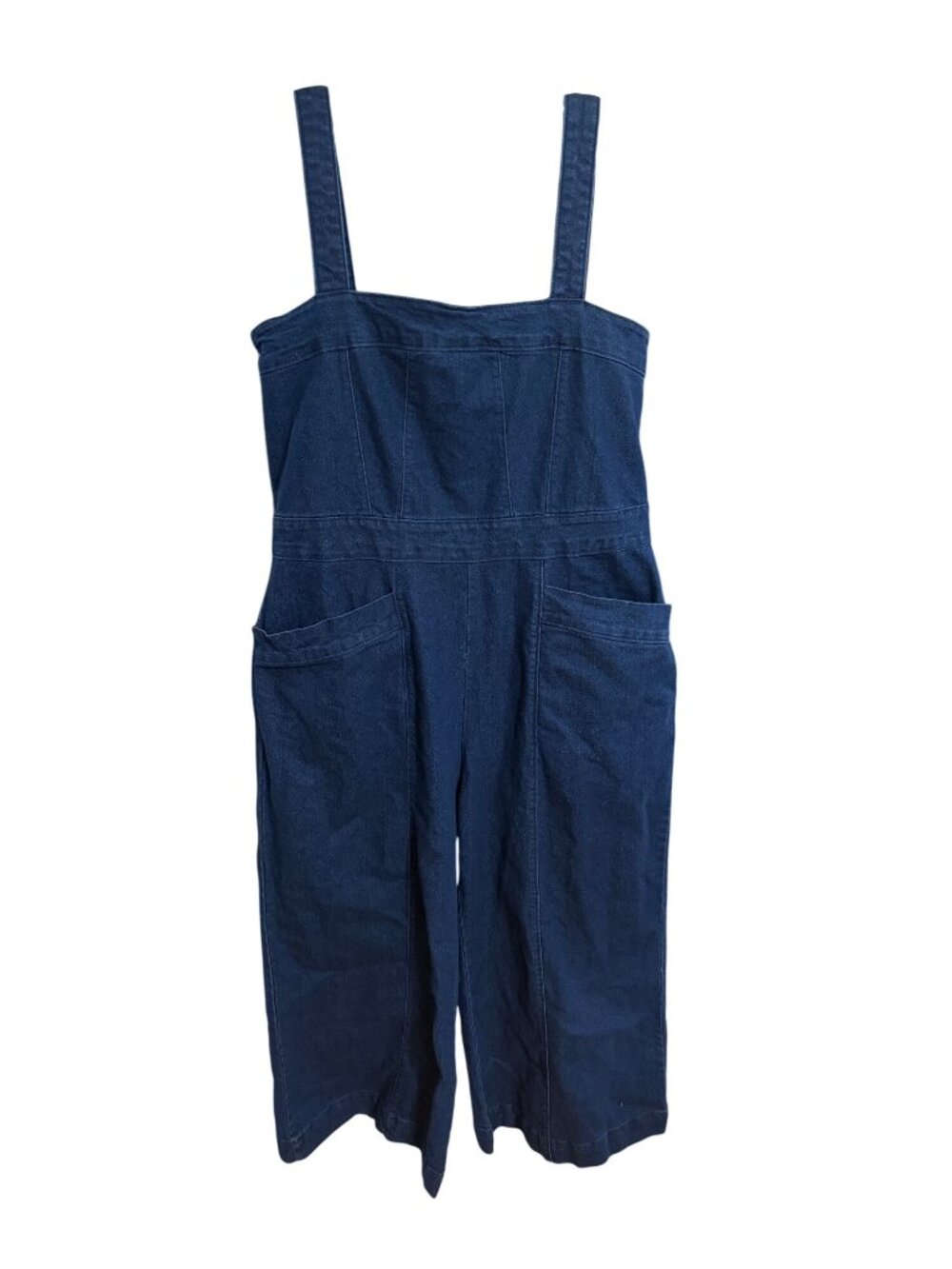 Tulip Creations Womens Denim Jumpsuit Size 14 Blue Cotton Blend With Pockets